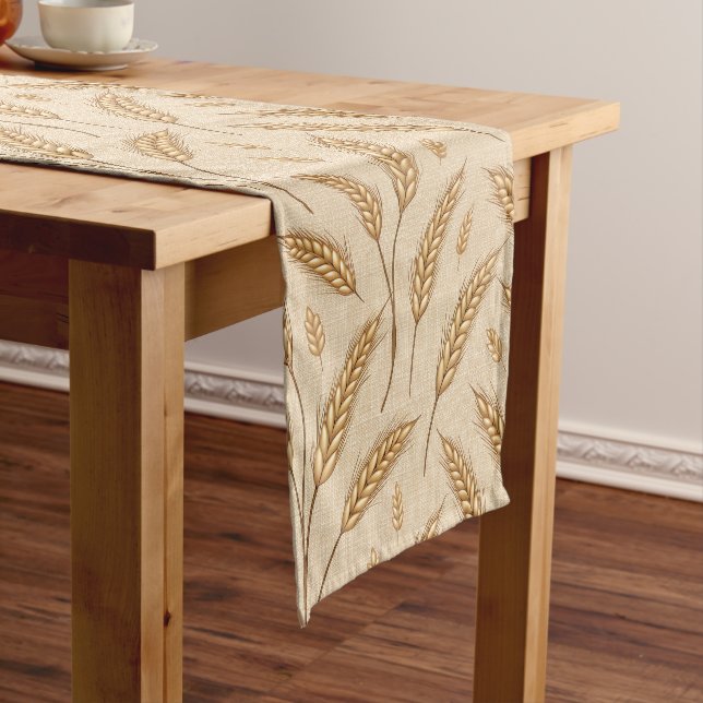 Golden Wheat Harvest Pattern Short Table Runner (In Situ)