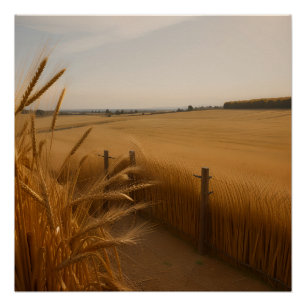 Golden Wheat Path – Rustic Summer Landscape Poster