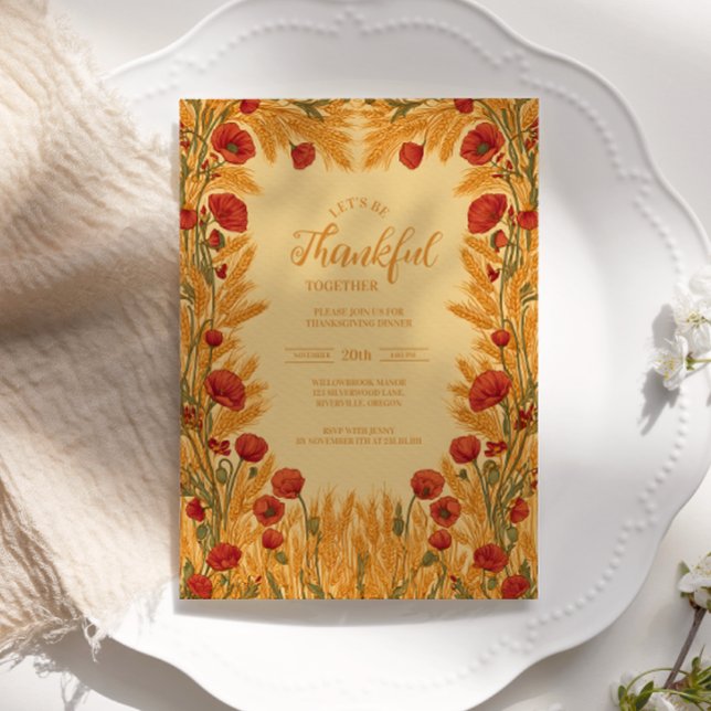 Golden Wheat Thanksgiving Celebration Invitation (Creator Uploaded)