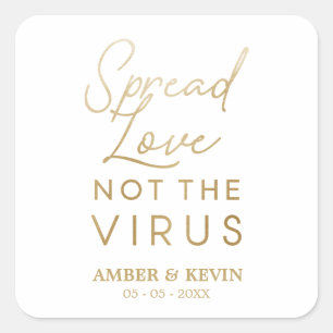 Golden Whimsical Quote Wedding Sanitizer Gel Square Sticker