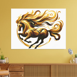 Golden Whirlwind – Regal Horse in Motion Canvas Print