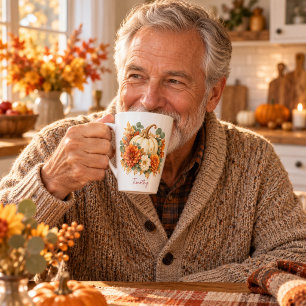 Golden Whispers of Autumn Enchanted Ivory Pumpkin Latte Mug