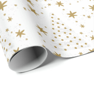 Golden White Elegant Simple Christmas  Wrapping Paper