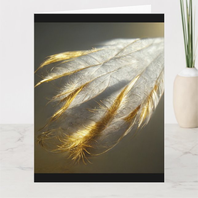 Golden white feathers  card (Front)
