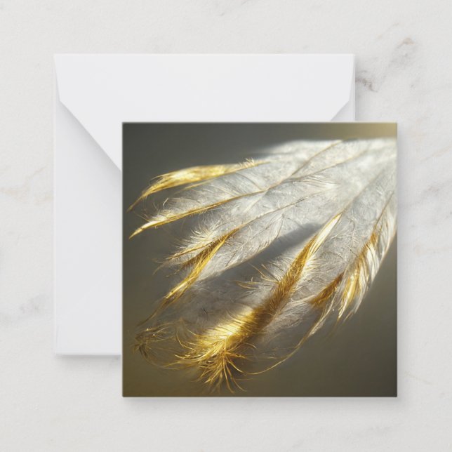 Golden white feathers card (Front)