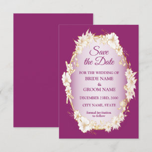 Golden White Floral Pink Geometric Rustic Wedding Save The Date