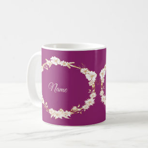 Golden White Floral Pink Geometric Wedding Gift Coffee Mug
