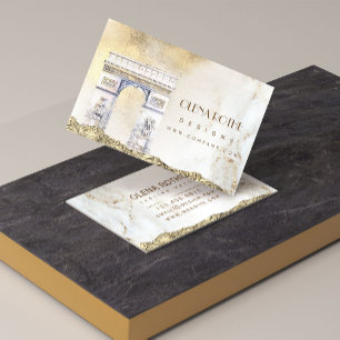 Golden white marble Designer Scribble  Business Card