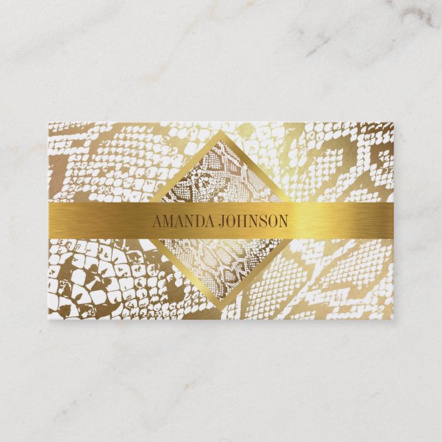 Golden White Python Skin Vip Business Card (Front)