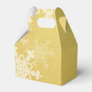 Golden White Snowflakes Minimalist Christmas Favor Box