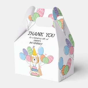 Golden White Tibetan Terrier Dog Thank You Favor Box