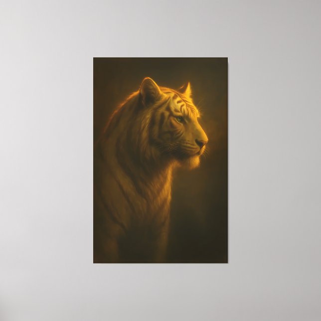 Golden White Tiger – Fine Art Portrait Canvas Print (Front)