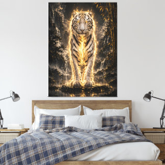 Golden White Tiger Guardian Power Canvas Print