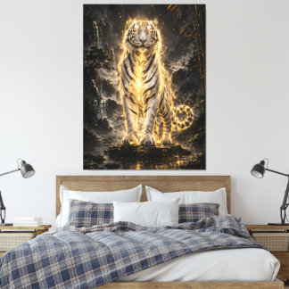 Golden White Tiger Guardian Power Canvas Print