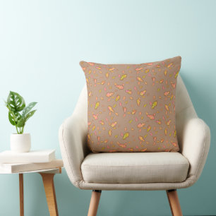 Golden Windfall Brown on Fawn Throw Pillow