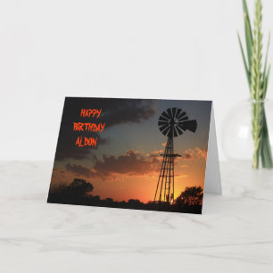 GOLDEN WINDMILL SILHOUETTE BIRTHDAY Card