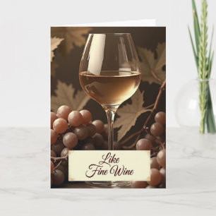 Golden Wine Birthday Card