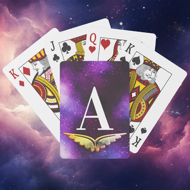 Golden Wing Purple Galaxy Monogram Playing Cards (Creator Uploaded)