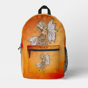 Golden wings and blooming dreams,the magical fairy printed backpack