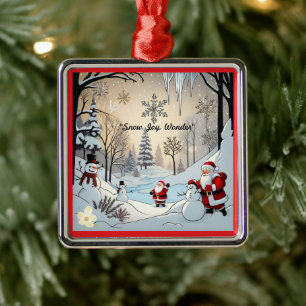 "Golden Winter Dreams" Metal Ornament