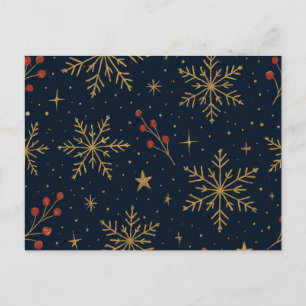 Golden Winter Glow Pattern   Holiday Postcard