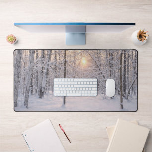 Golden_winter_light Desk Mat