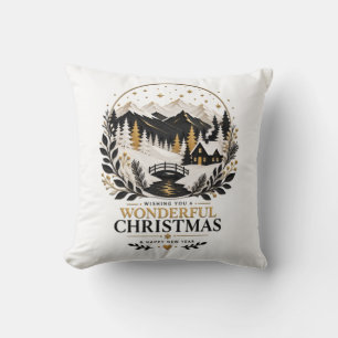 Golden Winter Silhouette 1 Throw Pillow