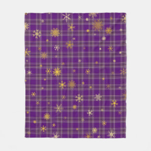 Golden Winter Tartan Fleece Blanket