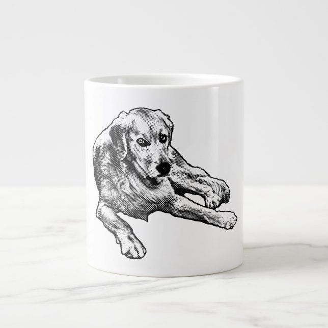 Golden with Cozy Comic Grain Large Coffee Mug (Front)
