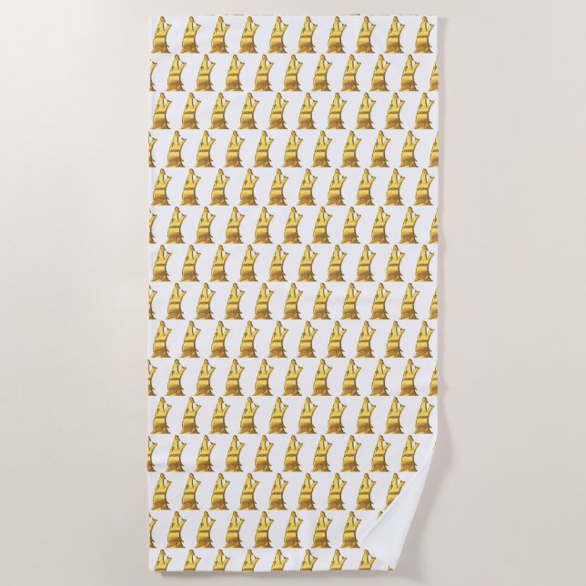 Golden Wolf Head beach towel (Front)