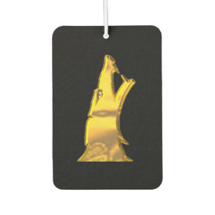 Golden Wolf Head black car air freshener