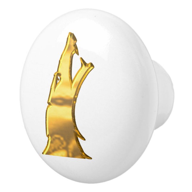 Golden Wolf Head ceramic knob (Right)