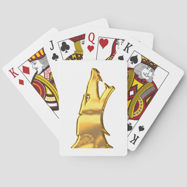 Golden Wolf Head white Poker playing cards (Back)