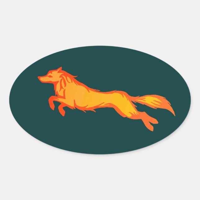Golden Wolf Oval Sticker (Front)