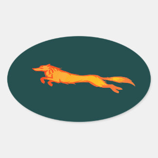 Golden Wolf Oval Sticker