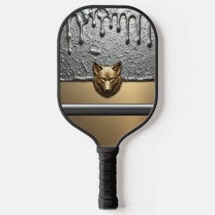 Golden Wolf Relief With Metal Drip Effect 🐺 Pickleball Paddle