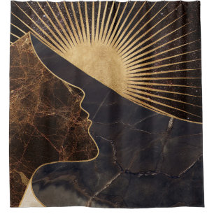 Golden Woman Illusion with Sun and Marble Textures