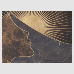 Golden Woman Illusion with Sun and Marble Textures Tissue Paper