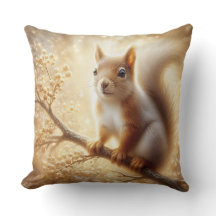 Golden Woodland Squirrel Throw Pillow