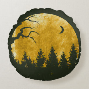 Golden Woods Round Pillow