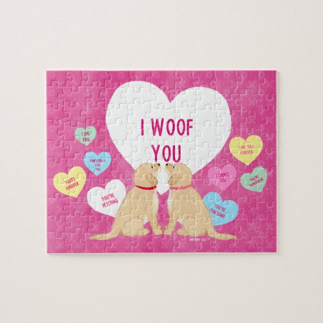 Golden Word Hearts Valentines Jigsaw Puzzle Puzzle (Horizontal)