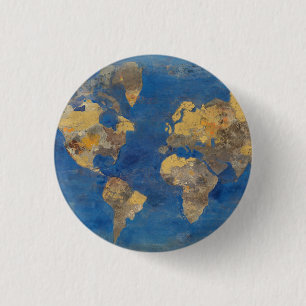 Golden World 1 Inch Round Button