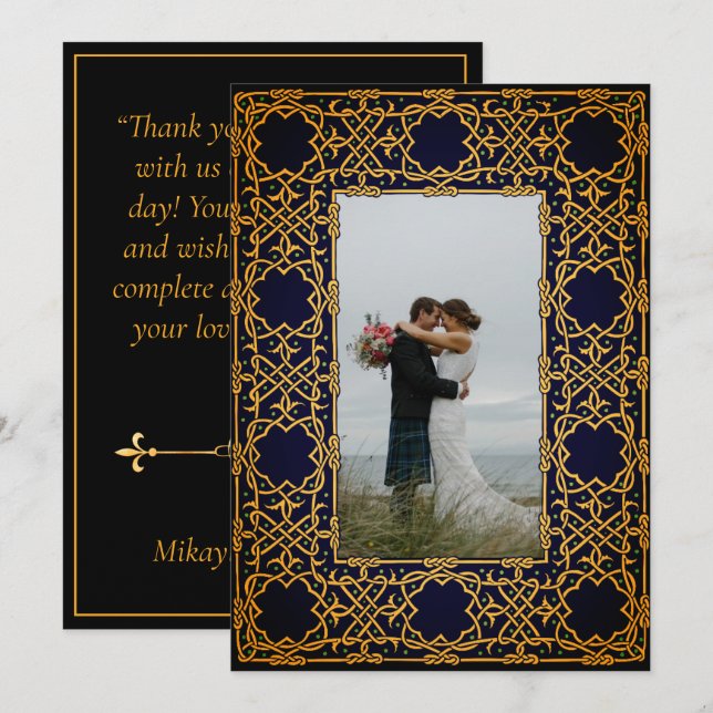 Golden Woven Celtic Knot   Thank You Card (Front/Back)