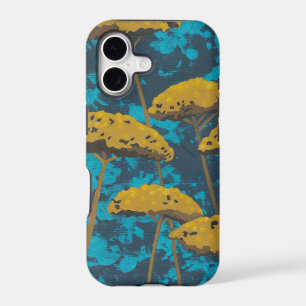 Golden Yarrow Garden with Blue Background