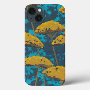 Golden Yarrow Garden with Blue Background iPhone 13 Case