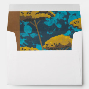 Golden Yarrow Garden with Blue Background Envelope