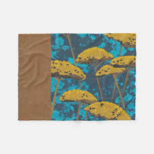 Golden Yarrow Garden with Blue Background Fleece Blanket