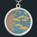 Golden Yarrow Garden with Blue Background Silver Plated Necklace<br><div class="desc">Golden yarrow flowers punctuate this beautiful garden scene. The blue background also holds a hint of leaves scattered throughout. It’s like looking at a Magic Eye photo except much more fun!</div>