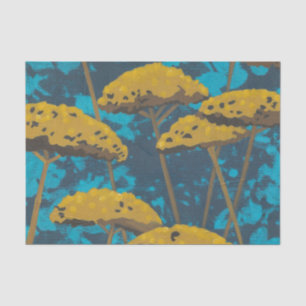 Golden Yarrow Garden with Blue Background Tissue Paper