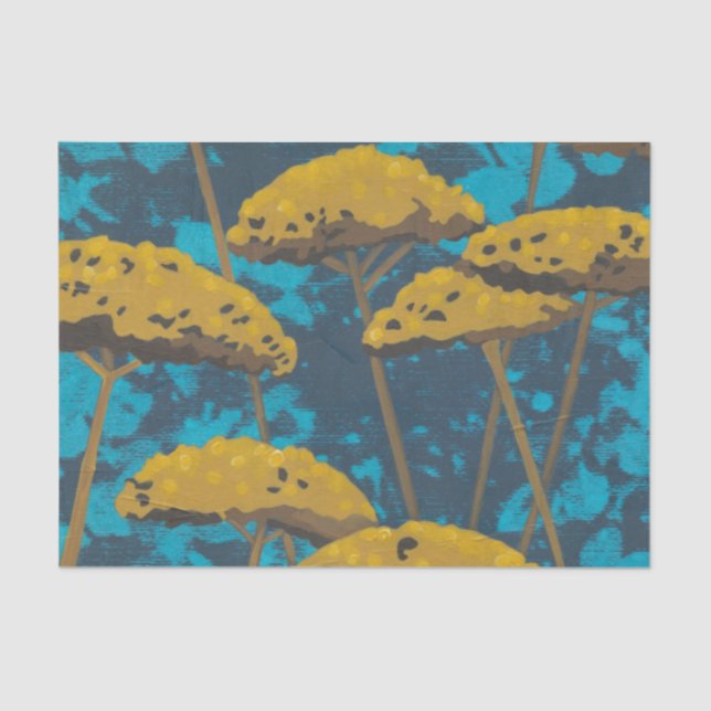 Golden Yarrow Garden with Blue Background Tissue Paper (Front)